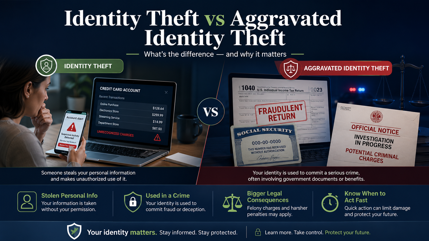 Identity theft vs. aggravated identity theft — the real federal-law difference